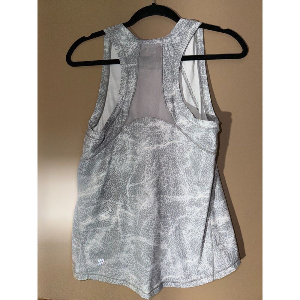 All in Motion XS Gray White Printed Racerback Athletic Tank Top